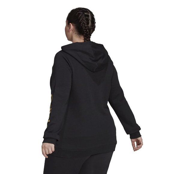 New ADIDAS Plus Size Zippered Logo-Sleeve Hoodie - Picture 2 of 7